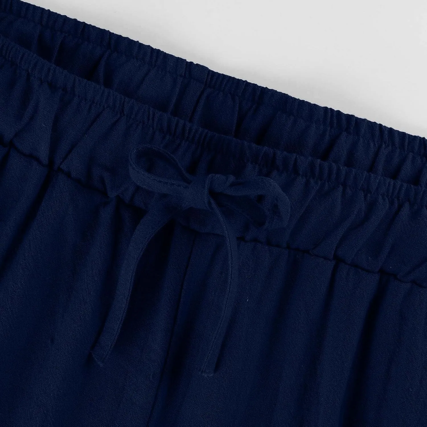 Linen Pants Women Summer Drawstring Waist Wide Leg Pants Loose Cotton Linen Palazzo Pants Casual Beach Long Pants