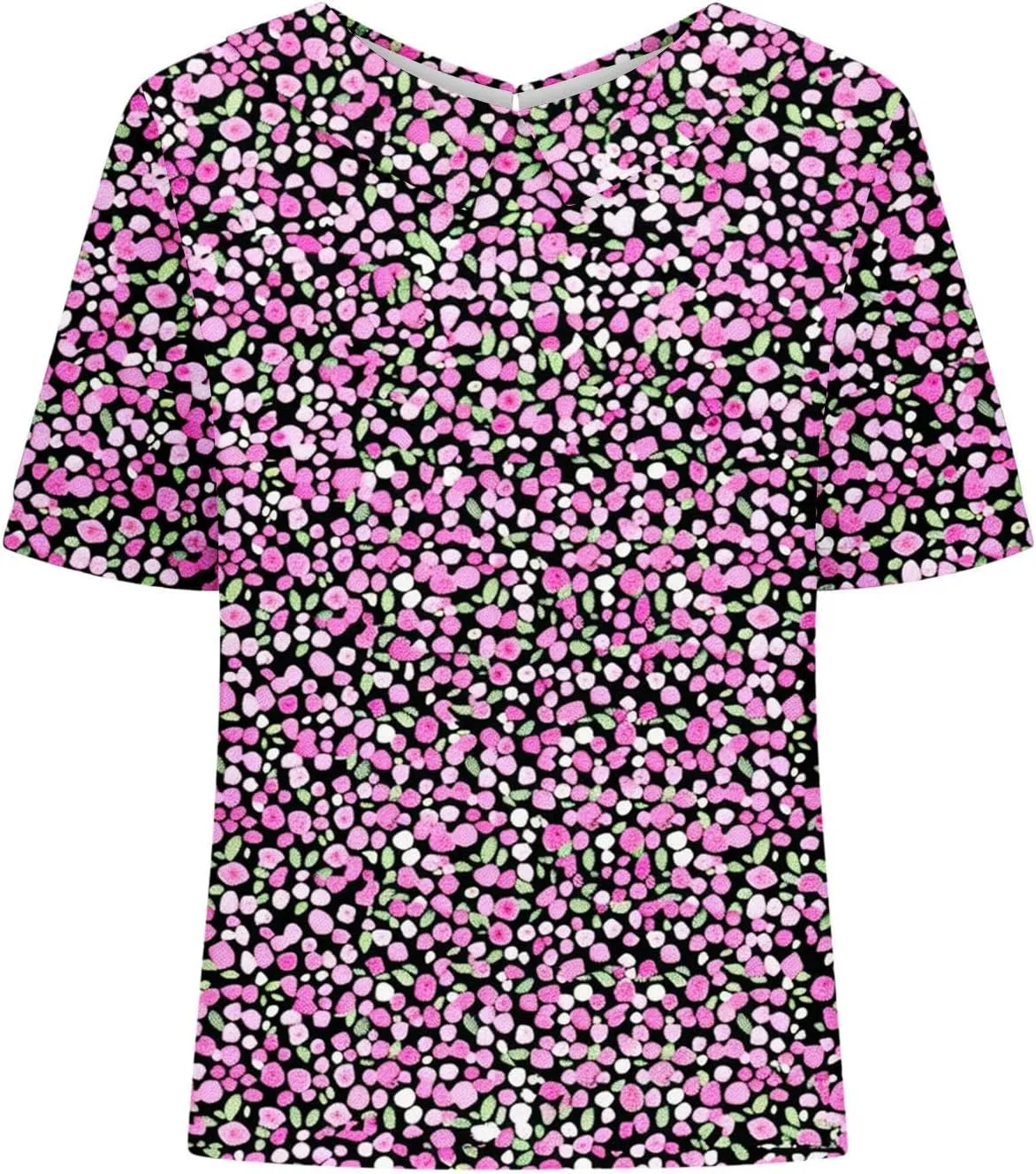 Linen Shirt for Womens Summer Tops Dressy Casual Printed V Neck Blouse Loose Fit Short Sleeve T Shirt Plus Size M-5xl