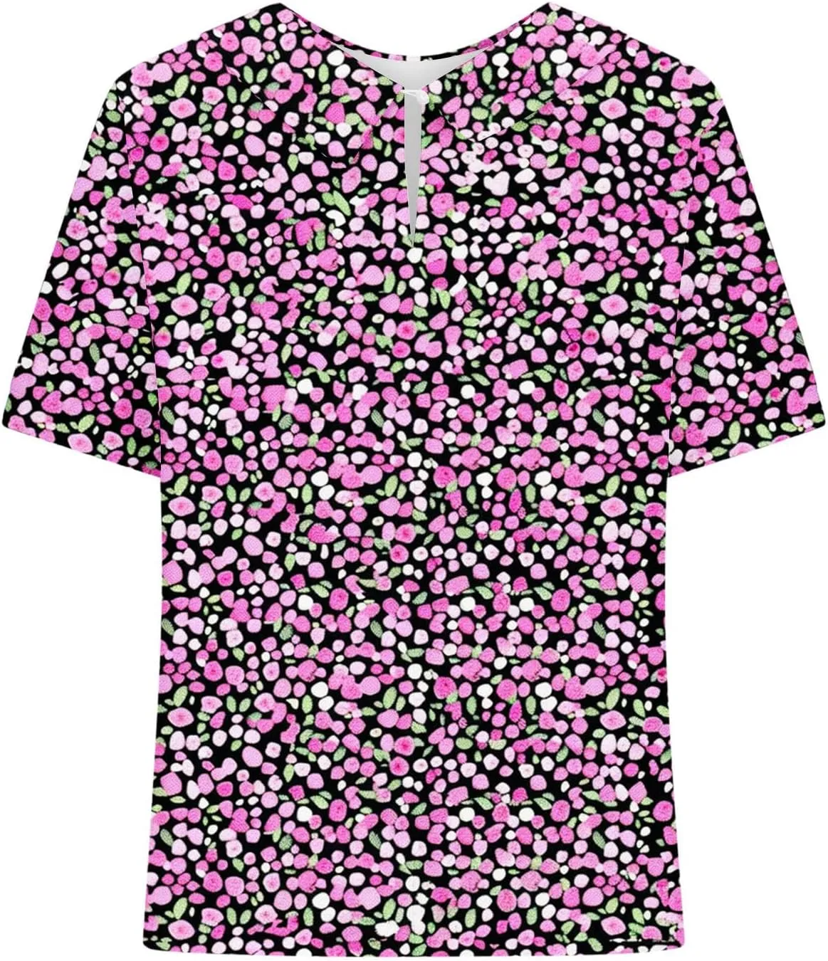 Linen Shirt for Womens Summer Tops Dressy Casual Printed V Neck Blouse Loose Fit Short Sleeve T Shirt Plus Size M-5xl
