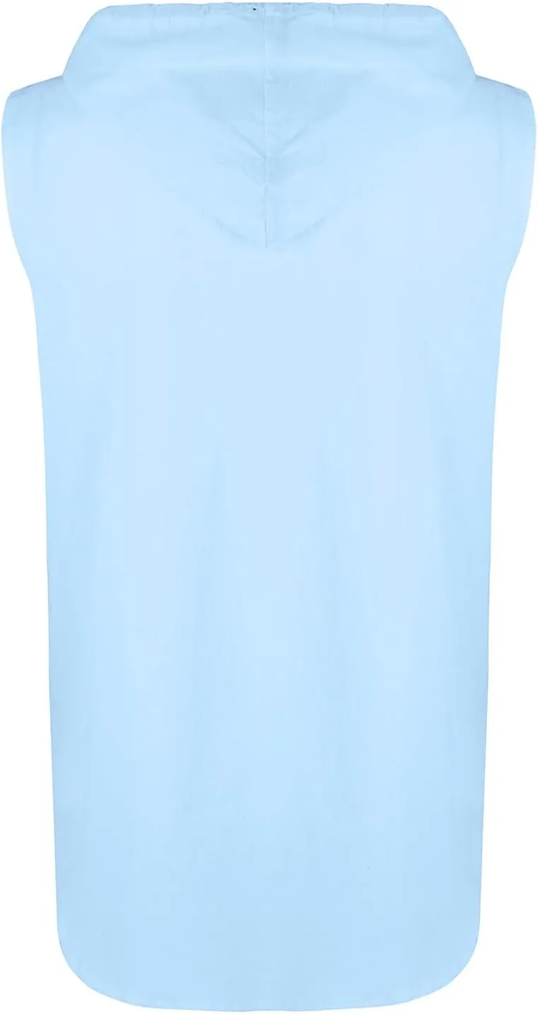 Linen Sleeveless Hoodies Mens Quick Dry Breathable Summer Beach Tops Casual Loose Fit Tees UV UPF 50  Sun Shirts 2025