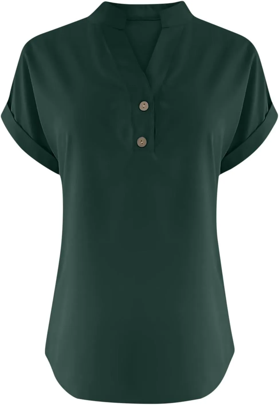 Linen Top for Women Plus Size Button Down Shirts Rolled Short Sleeve Blouse Cotton V Neck T Shirt Summer Travel Tees