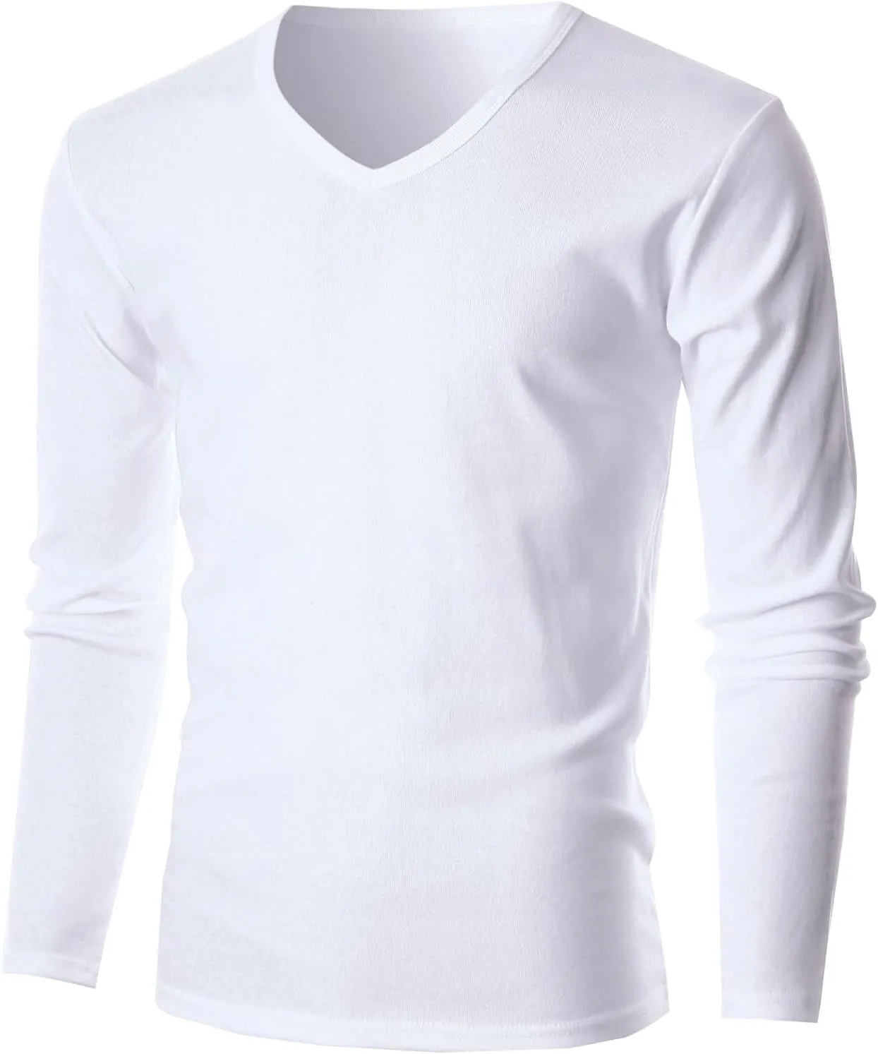 LONGBIDA Men's Thermal Underwear V-Neck T-Shirt Slim Fit Lightweight Long Sleeve Pullover