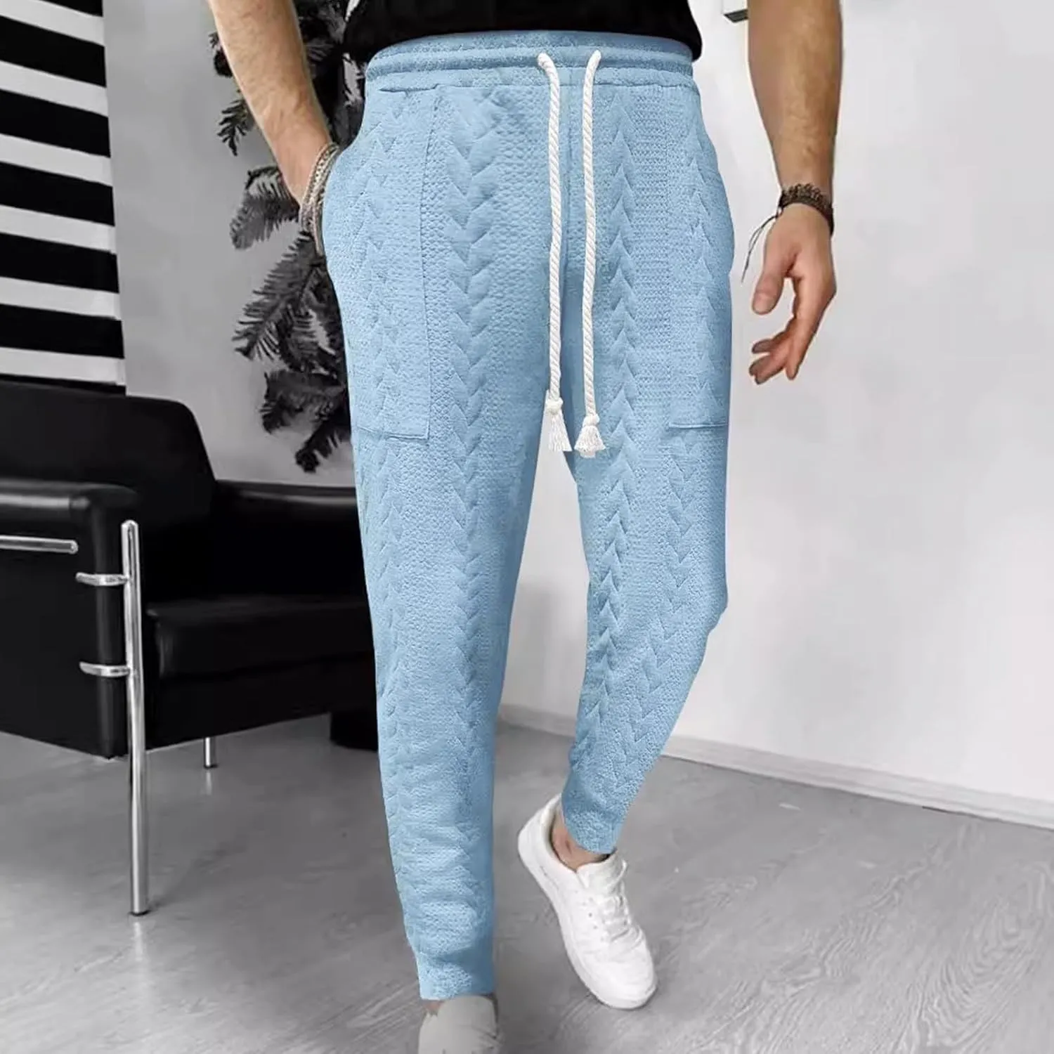 Loose Elastic Waist Sweatpants Men Casual Fashion Pants Athletic Comfy Pants Fall Solid Color Pants Travel Pants