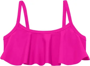 Made in USA Girls Flounce Bikini Top UPF50  Sun Protection Toddler Bathing Suit Rash Guard for Beach Pool Swimwear