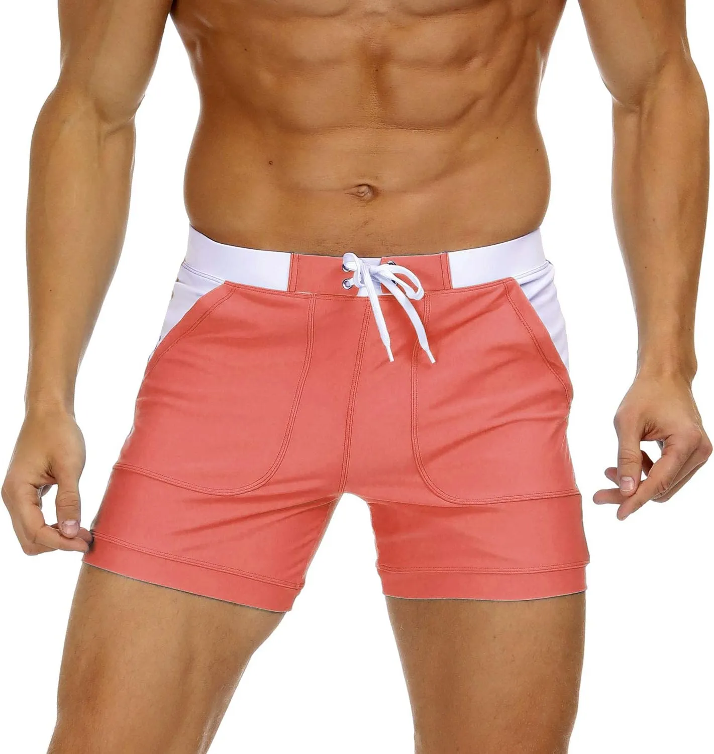 MAGNIVIT Men's Swimwear Swimsuits Solid Basic Long Swim Sport Trunks Board Shorts with Pockets