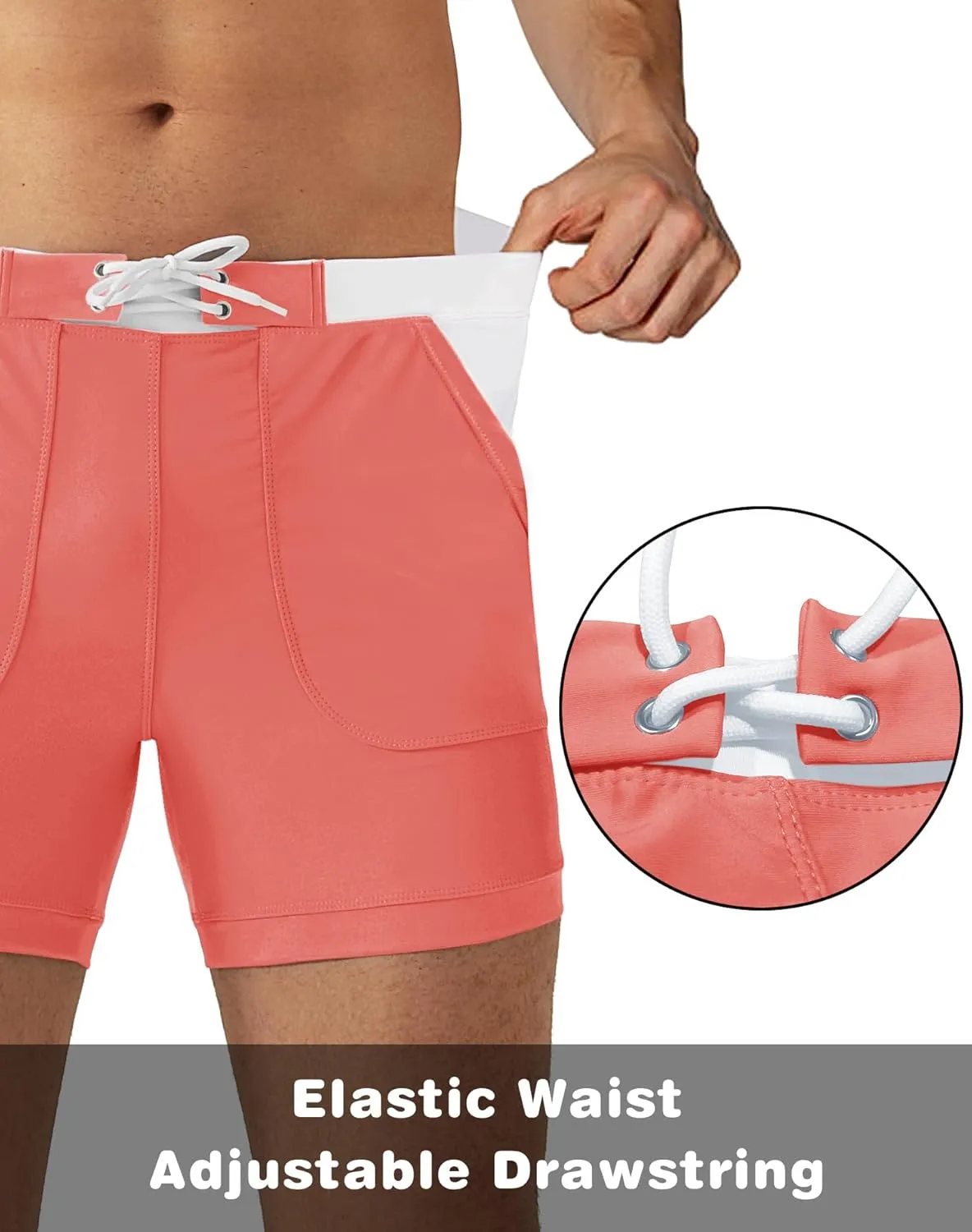 MAGNIVIT Men's Swimwear Swimsuits Solid Basic Long Swim Sport Trunks Board Shorts with Pockets