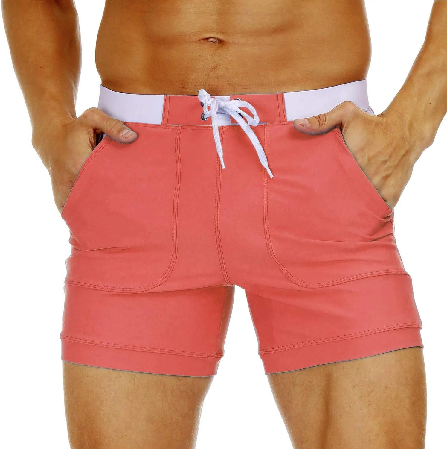 MAGNIVIT Men's Swimwear Swimsuits Solid Basic Long Swim Sport Trunks Board Shorts with Pockets