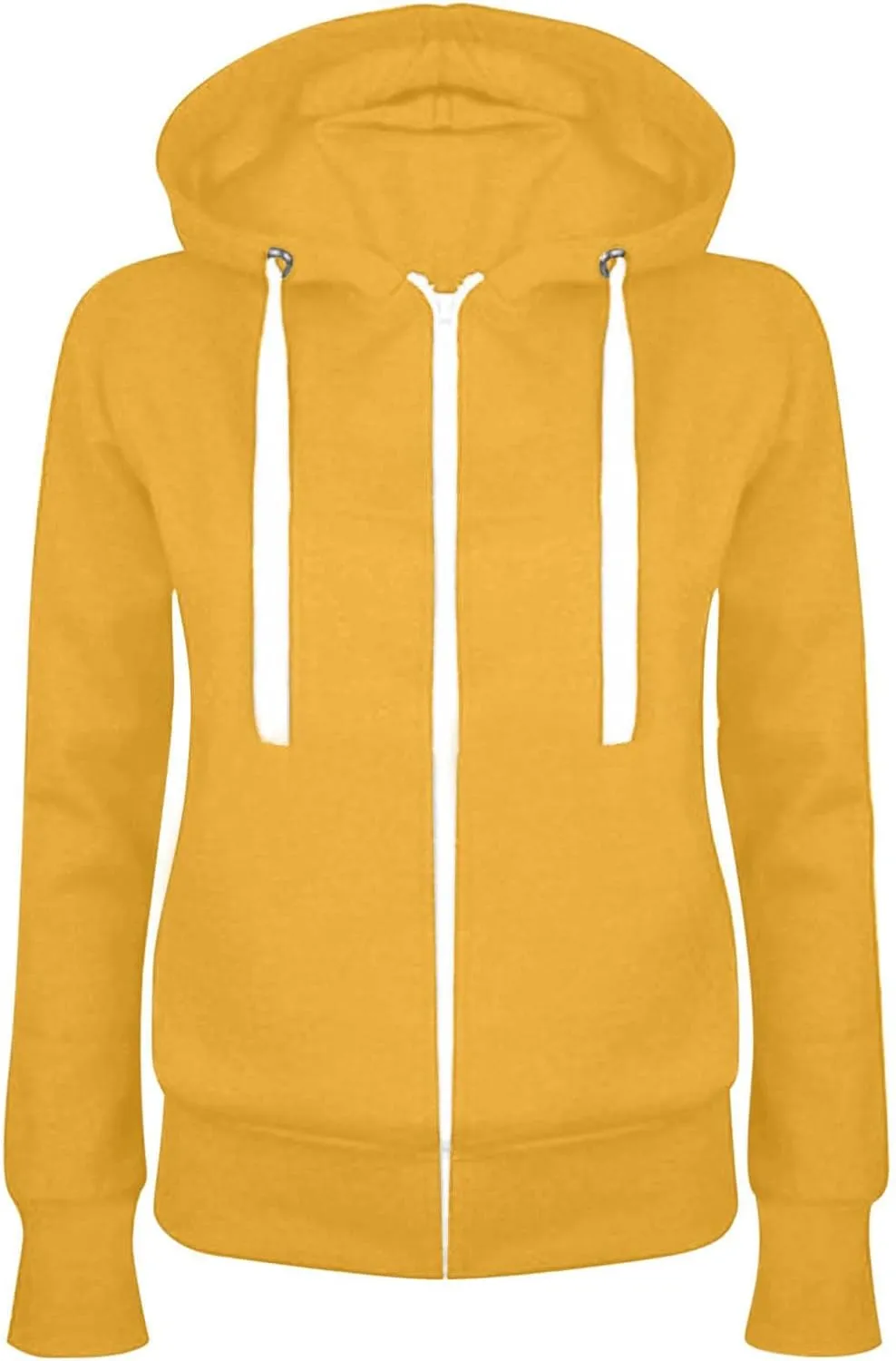maisdgop Hoodies for Women Casual Solid Color Drawstring Pullover Fashion Zipper Fleece Sweater Coat Comfy Loose Slim Hoodie