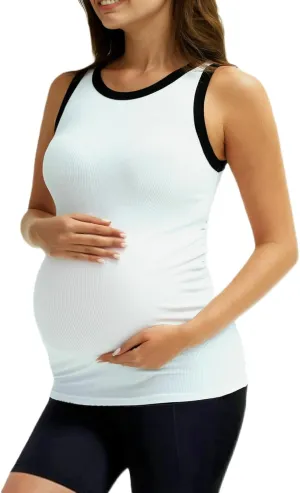 Maternity Tank Tops for Women, Long Workout Tops, Comfy Sleeveless Pregnancy Shirts, Bump Friendly Summer Clothes
