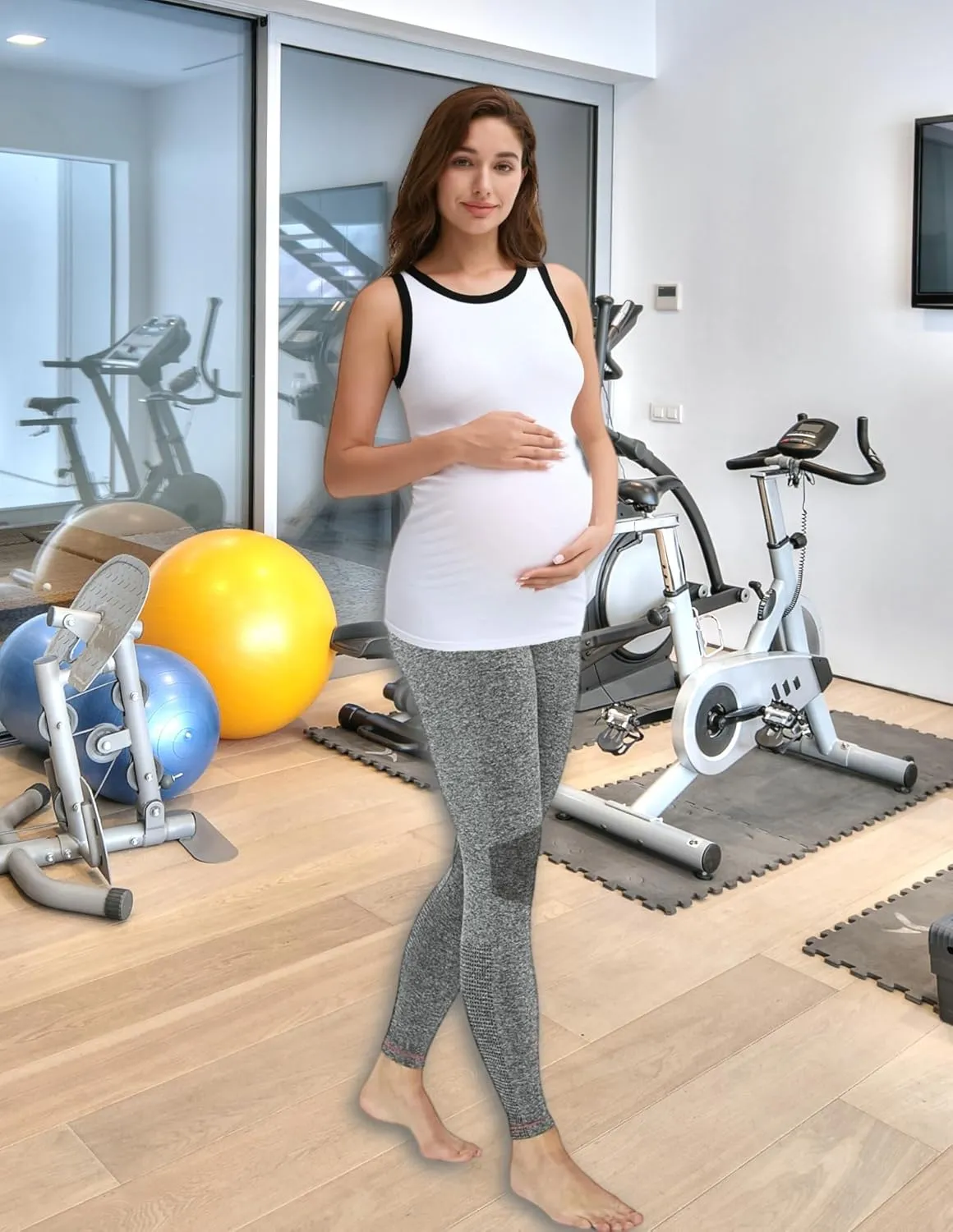 Maternity Tank Tops for Women, Long Workout Tops, Comfy Sleeveless Pregnancy Shirts, Bump Friendly Summer Clothes