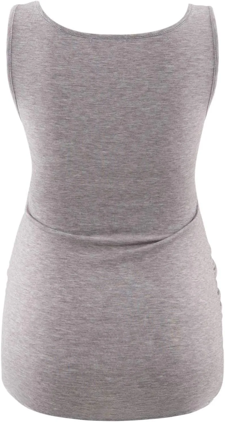 Maternity Tank Tops for Women Ruched Sleeveless Basic Tops Maternity Shirt Vest Pregnancy Tee