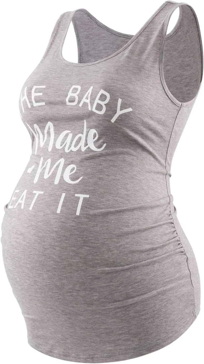Maternity Tank Tops for Women Ruched Sleeveless Basic Tops Maternity Shirt Vest Pregnancy Tee