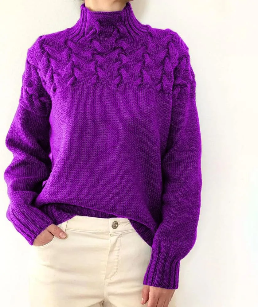 Melliflo Womens Sweater Casual Long Sleeve Turtleneck Cable Knit Sweater Warm Tops Loose Jumper Tops