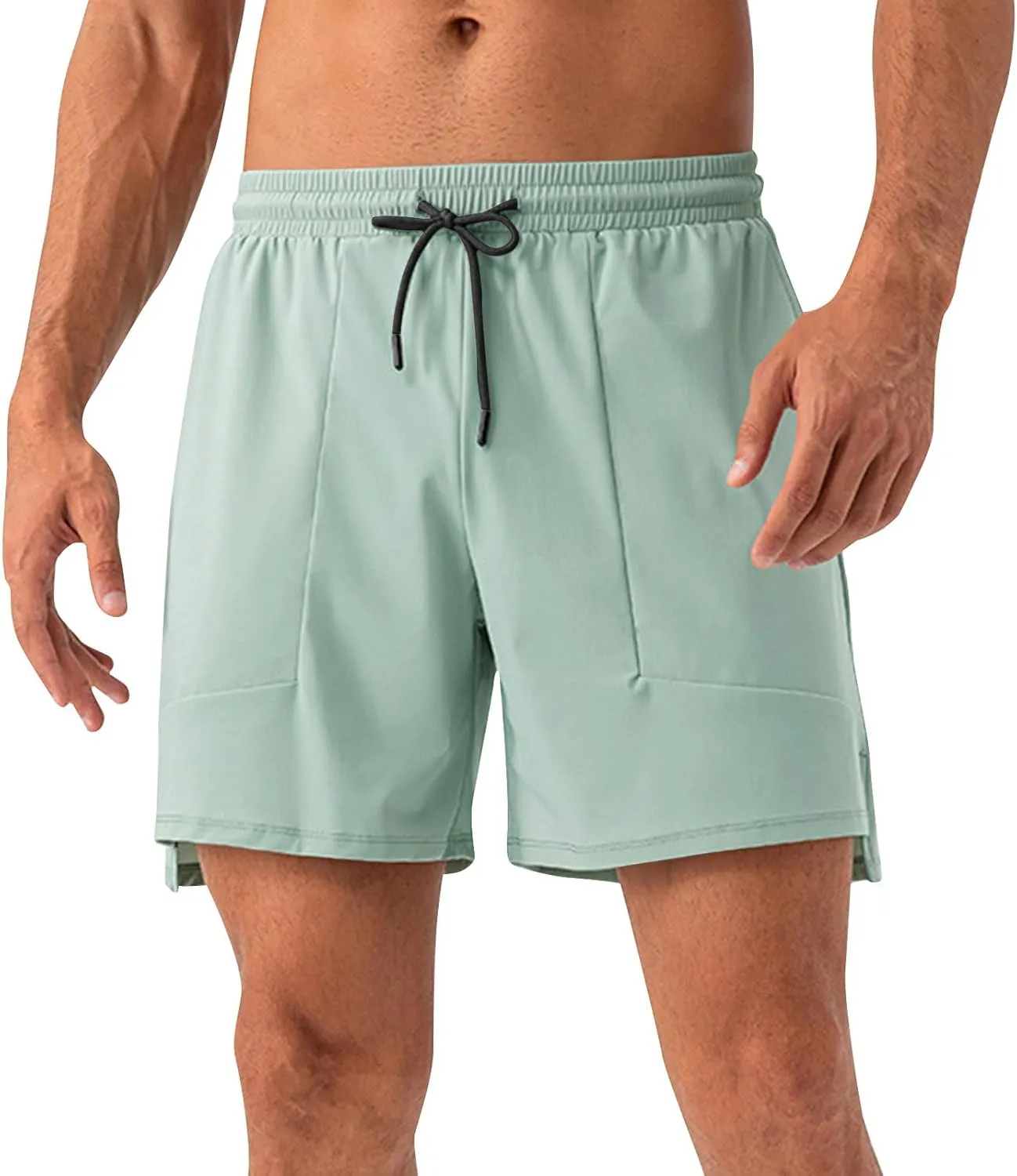 Men's Athletic Running Shorts Quick Dry Workout Drawstring Shorts Lightweight Summer Gym Sports Shorts with Pockets