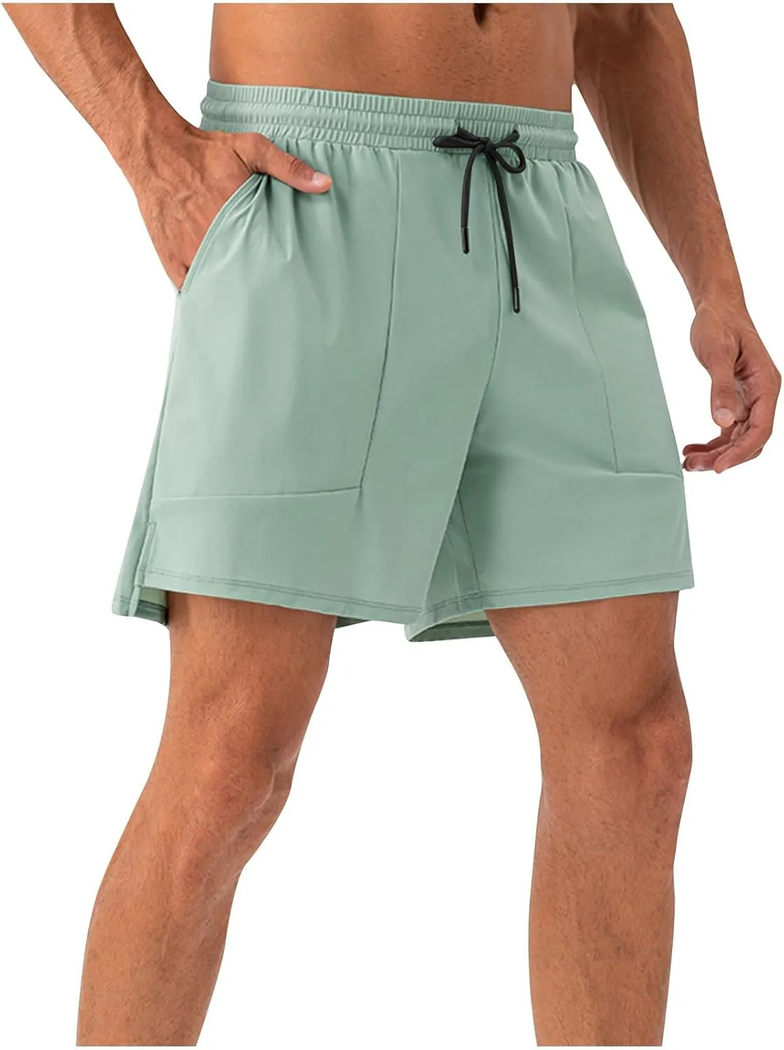 Men's Athletic Running Shorts Quick Dry Workout Drawstring Shorts Lightweight Summer Gym Sports Shorts with Pockets
