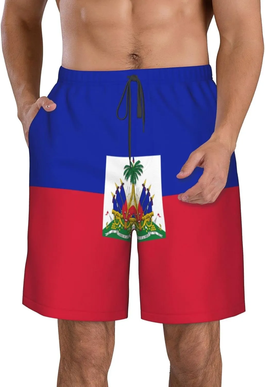 Men's Beach Shorts Drawstring Quick Dry Running Shorts Comfortable Loose Gym Shorts Swimsuit Pants with Pockets