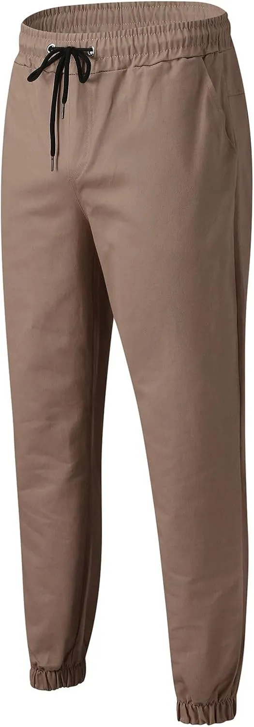 Men's Cargo Pants Elastic Waist Casual Sweatpants Pants Drawstring Chino Pants Twill Track Cargo Pants for Men