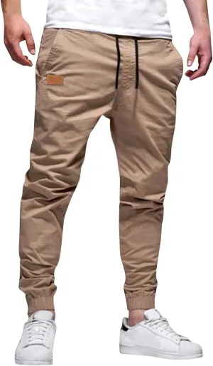 Men's Cargo Pants Elastic Waist Casual Sweatpants Pants Drawstring Chino Pants Twill Track Cargo Pants for Men