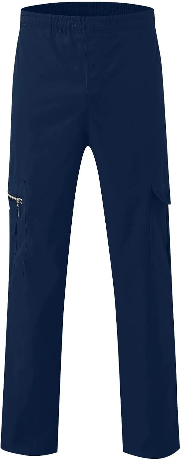 Mens Cargo Pants Relaxed Fit Elastic Waist Pants Straight Leg Chinos Pants High Waisted Track Pants with Pockets