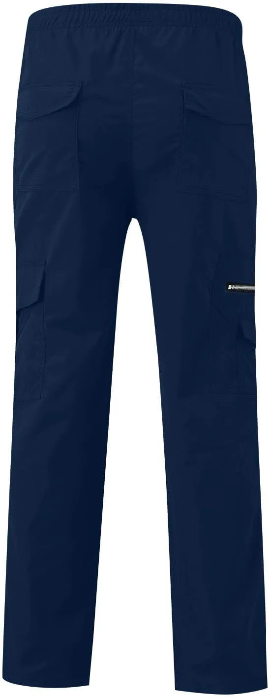 Mens Cargo Pants Relaxed Fit Elastic Waist Pants Straight Leg Chinos Pants High Waisted Track Pants with Pockets