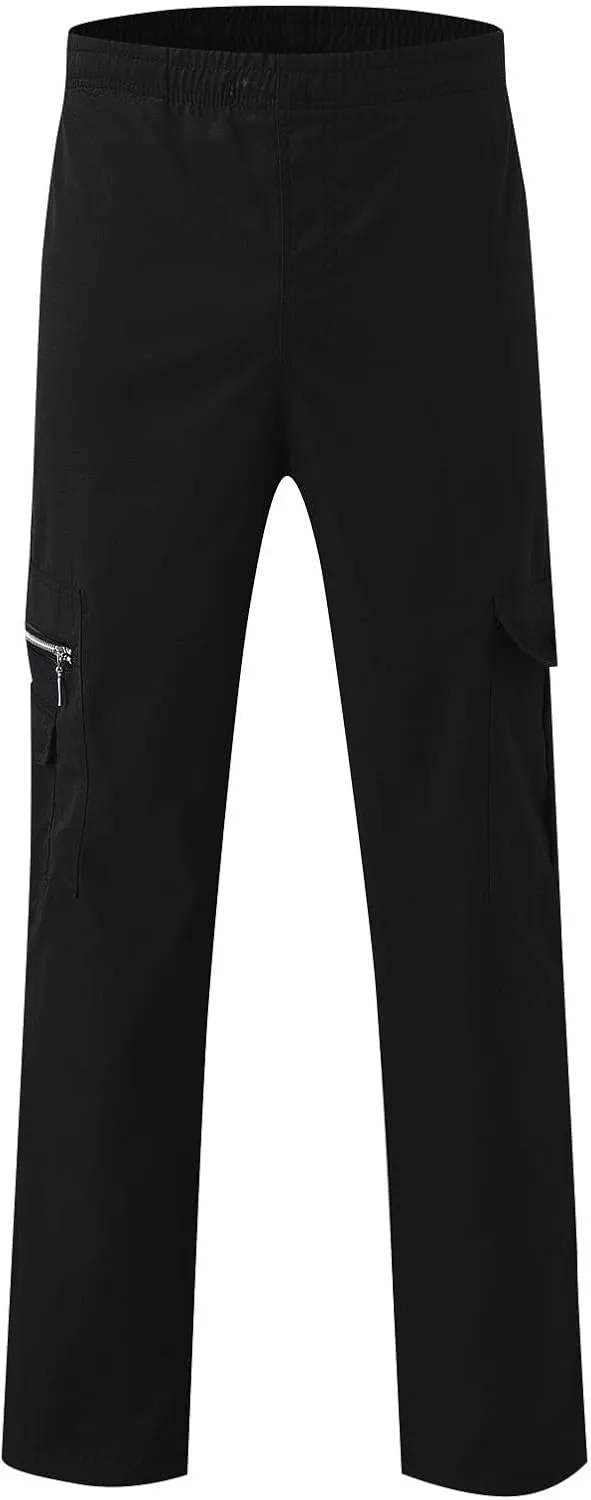 Men's Cargo Pants Relaxed Fit Elastic Waist Pants Straight Leg Chinos Pants High Waisted Track Pants with Pockets