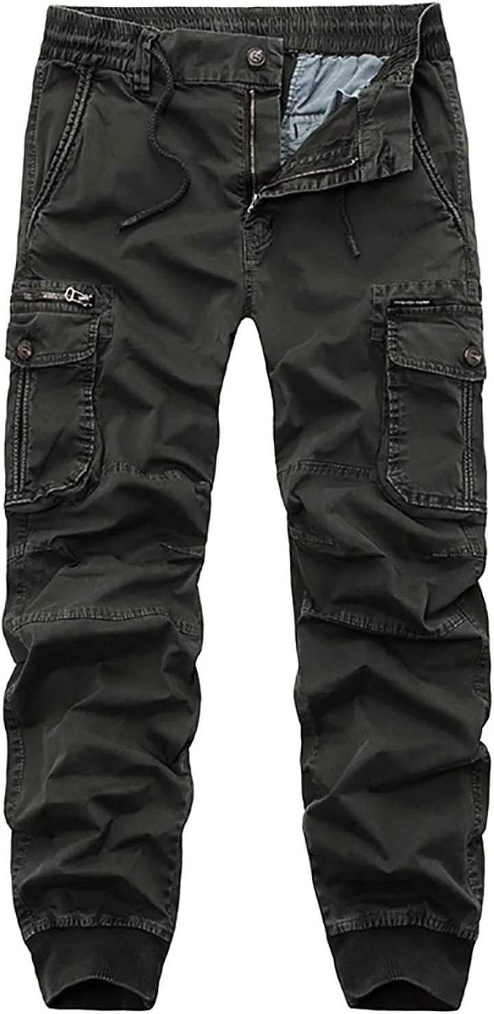 Mens Cargo Pants Slim Fit Hiking Pants Men Casual Lightweight Joggers Work Pants Multi-Pocket Military Pants