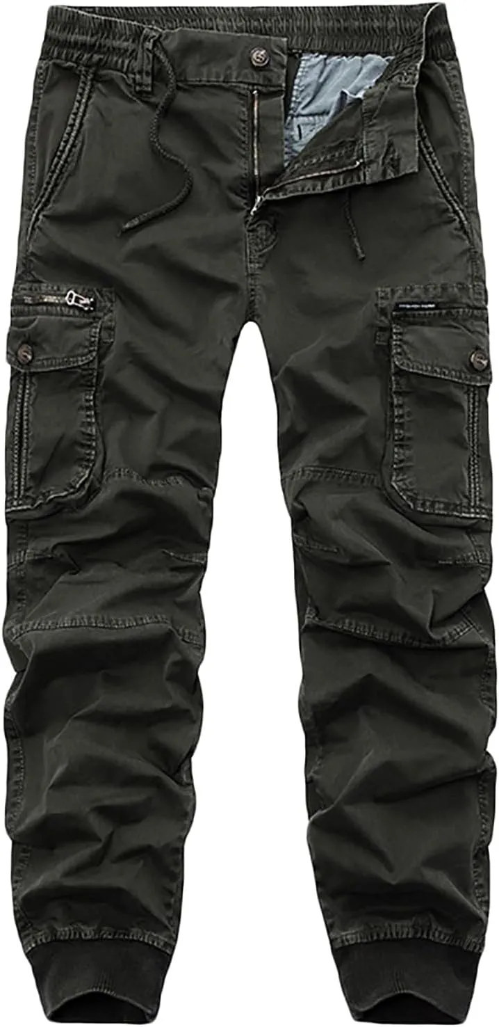 Mens Cargo Pants Slim Fit Hiking Pants Men Casual Lightweight Joggers Work Pants Multi-Pocket Military Pants