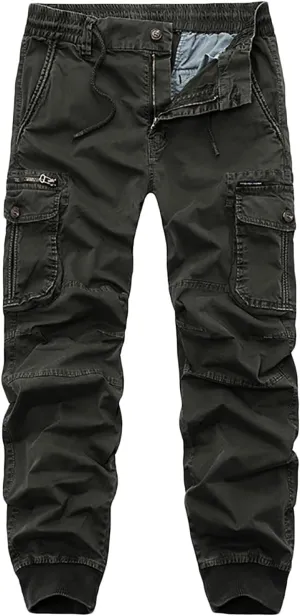 Mens Cargo Pants Slim Fit Hiking Pants Men Casual Lightweight Joggers Work Pants Multi-Pocket Military Pants