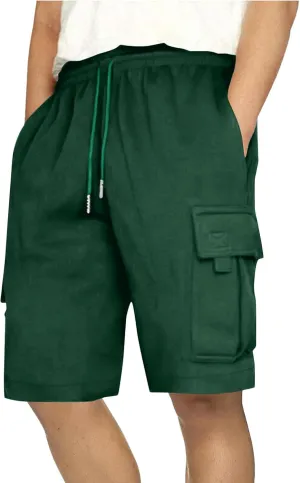 Men's Cargo Shorts Athletic Workout Gym Shorts Quick Dry Lightweight Drawstring Running Activewear with Pockets
