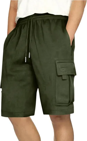 Men's Cargo Shorts Athletic Workout Gym Shorts Quick Dry Lightweight Drawstring Running Activewear with Pockets