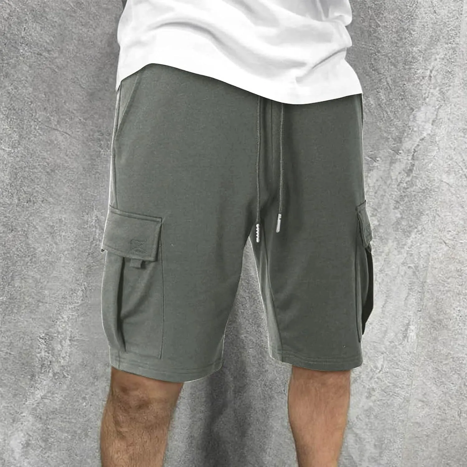 Men's Cargo Shorts Athletic Workout Gym Shorts Quick Dry Lightweight Drawstring Running Activewear with Pockets