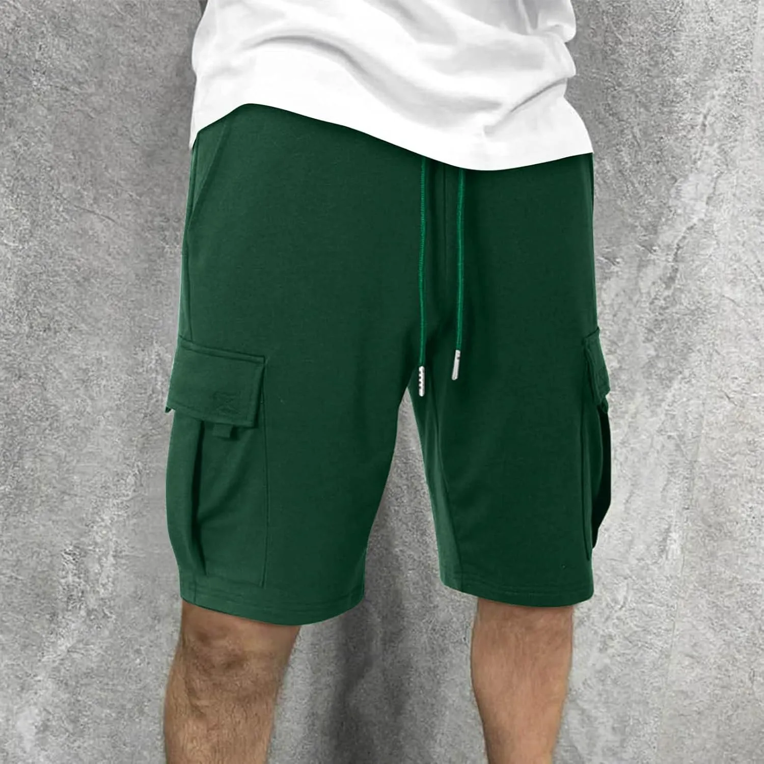 Men's Cargo Shorts Athletic Workout Gym Shorts Quick Dry Lightweight Drawstring Running Activewear with Pockets