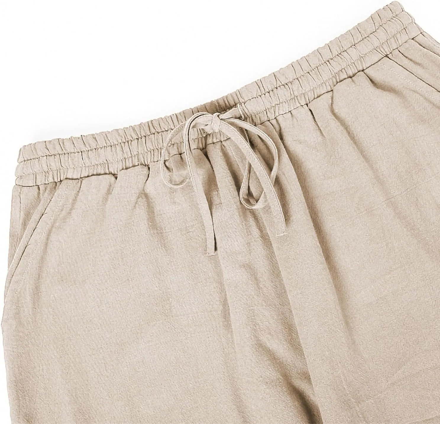 Men's Casual Pants Linen Pants Drawstring Beach Trousers Relaxed-Fit Yoga Pants Summer Elastic Waist Pants