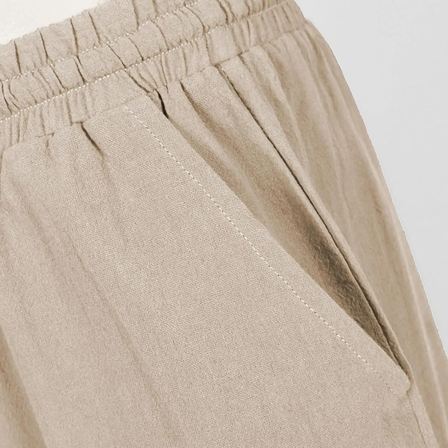 Men's Casual Pants Linen Pants Drawstring Beach Trousers Relaxed-Fit Yoga Pants Summer Elastic Waist Pants