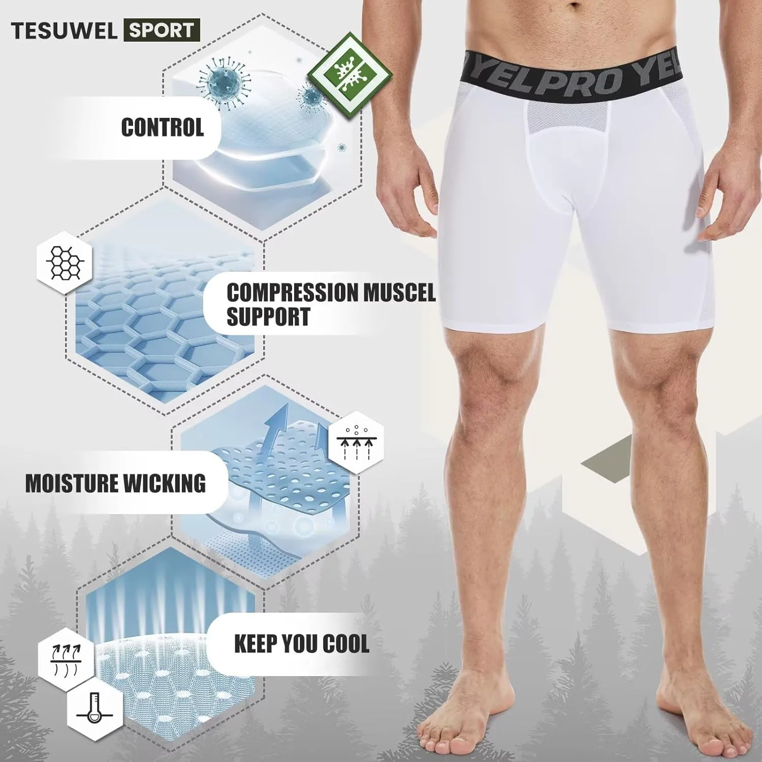 Mens Compression Shorts Quick Dry Basketball Spandex Shorts Light Athletic Underwear Shorts for Running Soccer