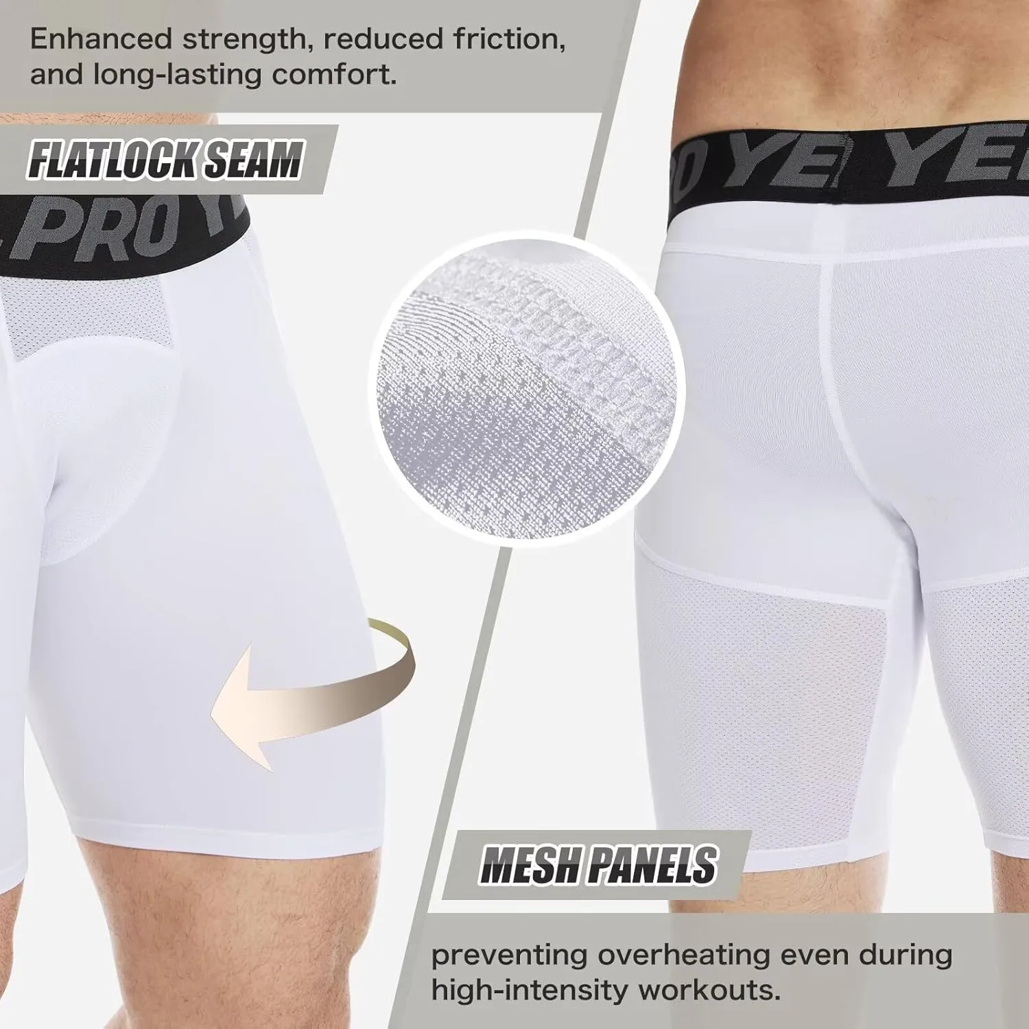 Mens Compression Shorts Quick Dry Basketball Spandex Shorts Light Athletic Underwear Shorts for Running Soccer