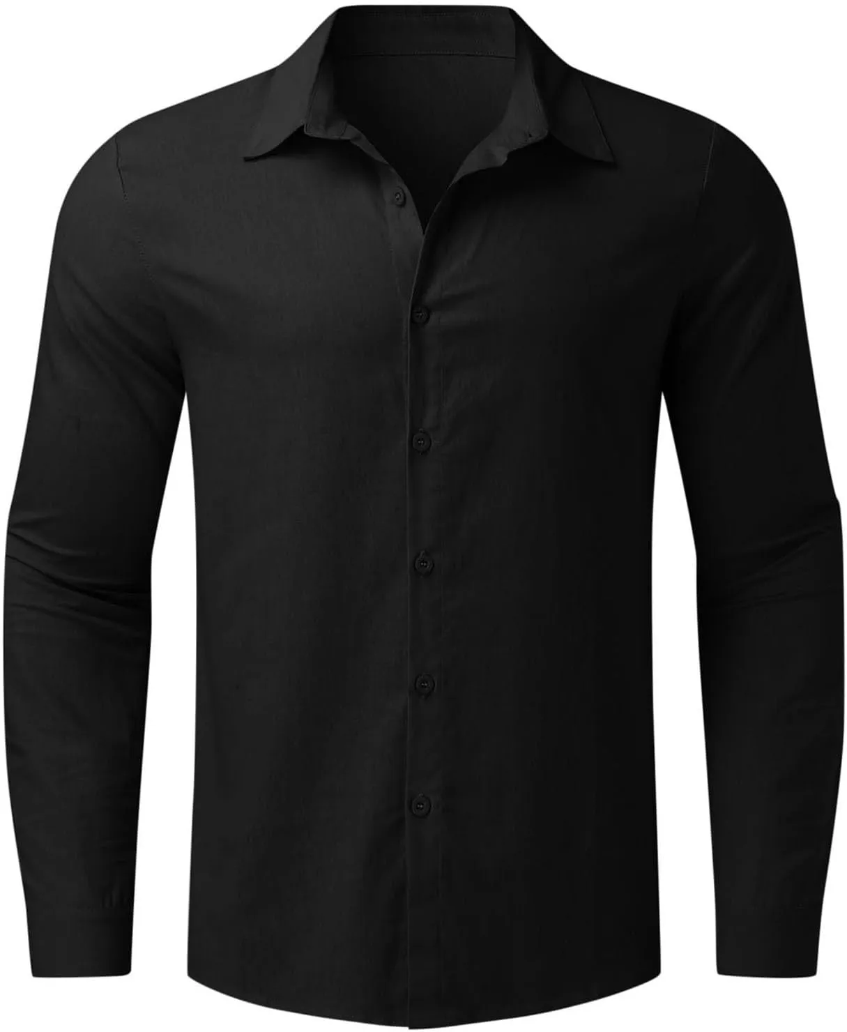 Men's Cotton Linen Henley T-Shirts Long Sleeve Hippie Casual Beach Button Down Polo T Shirts Summer Band Collar Tops