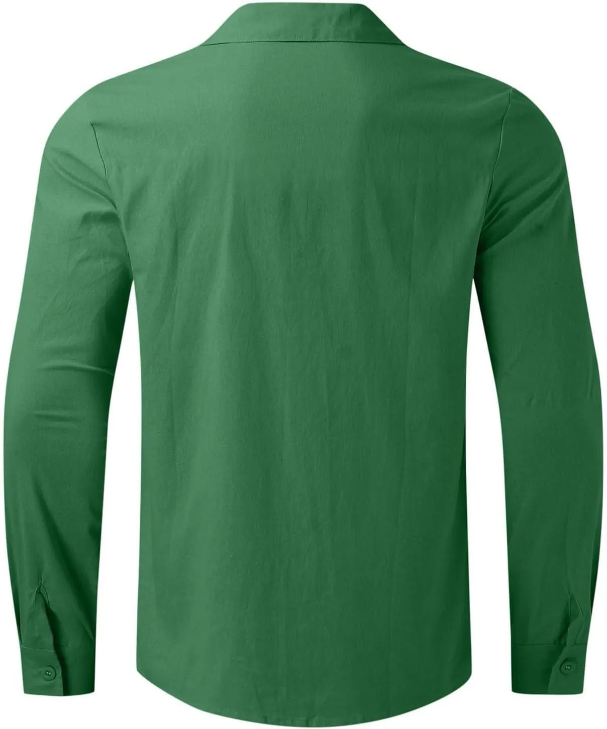 Men's Cotton Linen Henley T-Shirts Long Sleeve Hippie Casual Beach Button Down Polo T Shirts Summer Band Collar Tops