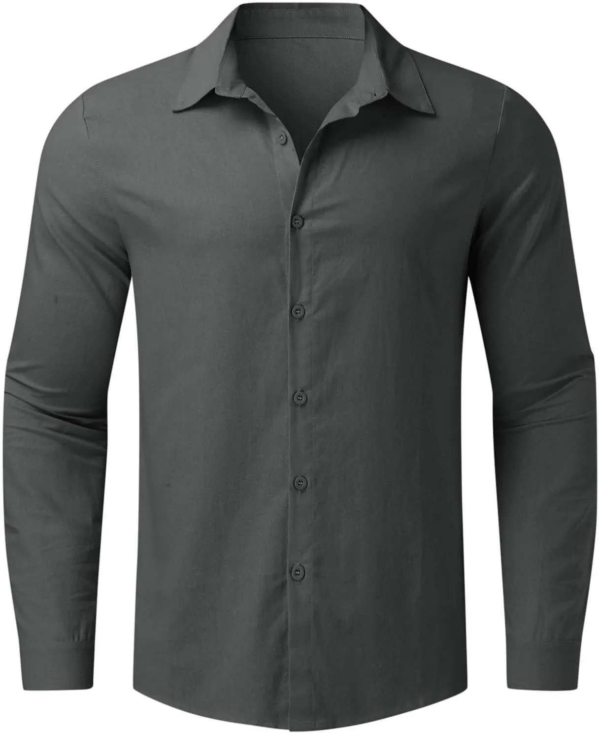 Men's Cotton Linen Henley T-Shirts Long Sleeve Hippie Casual Beach Button Down Polo T Shirts Summer Band Collar Tops