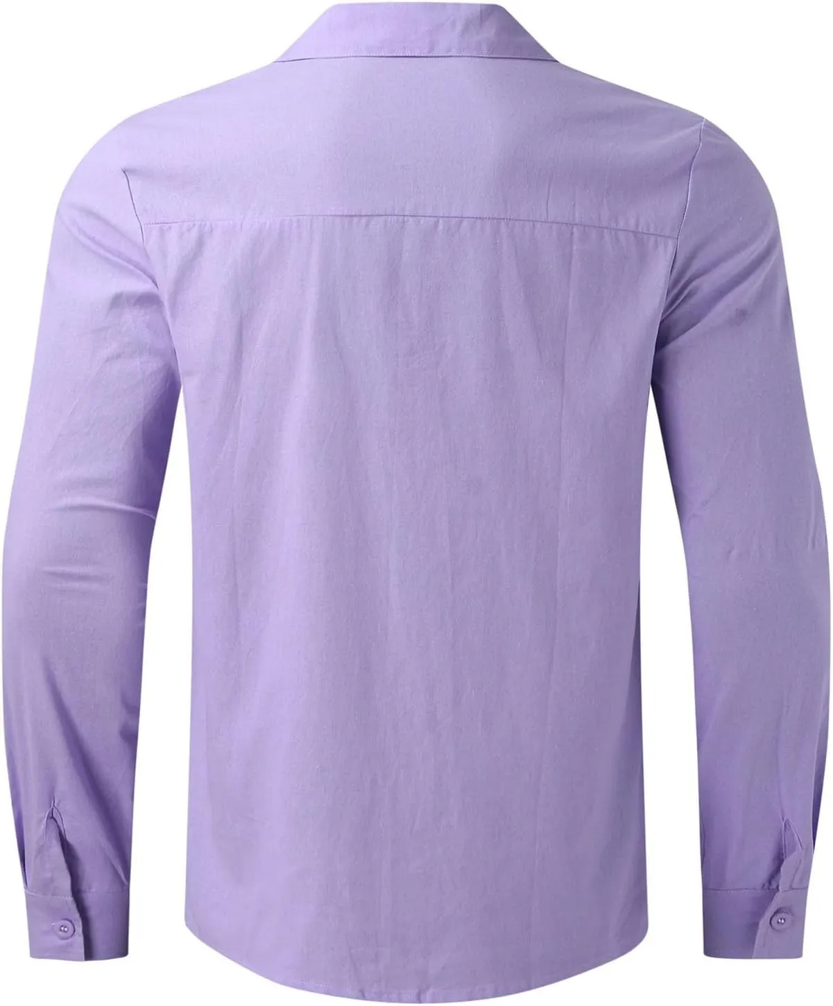 Men's Cotton Linen Henley T-Shirts Long Sleeve Hippie Casual Beach Button Down Polo T Shirts Summer Band Collar Tops