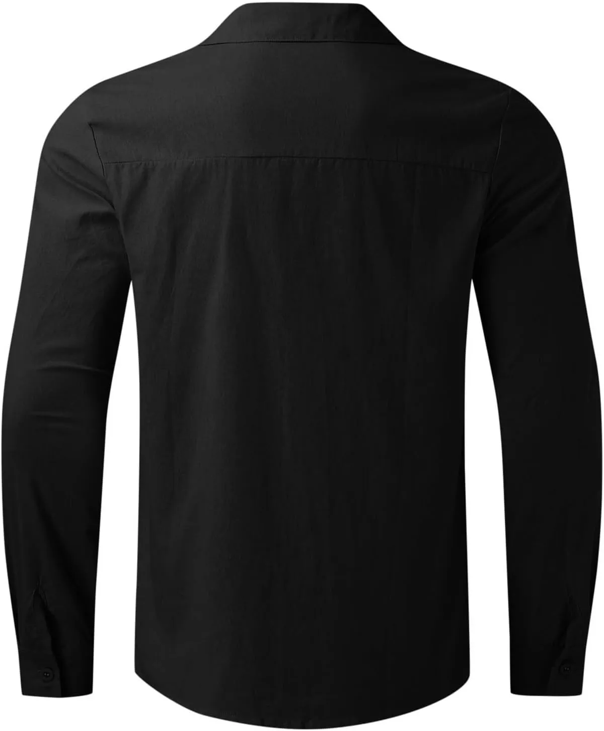 Men's Cotton Linen Henley T-Shirts Long Sleeve Hippie Casual Beach Button Down Polo T Shirts Summer Band Collar Tops