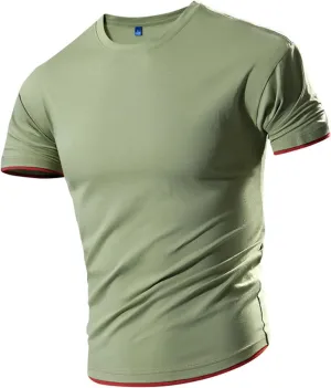 Men's Cotton T-Shirts Sport Quick Dry Lightweight Workout Running Shirts Muscle Fit Short Sleeve Bodybuilding Gym Tees