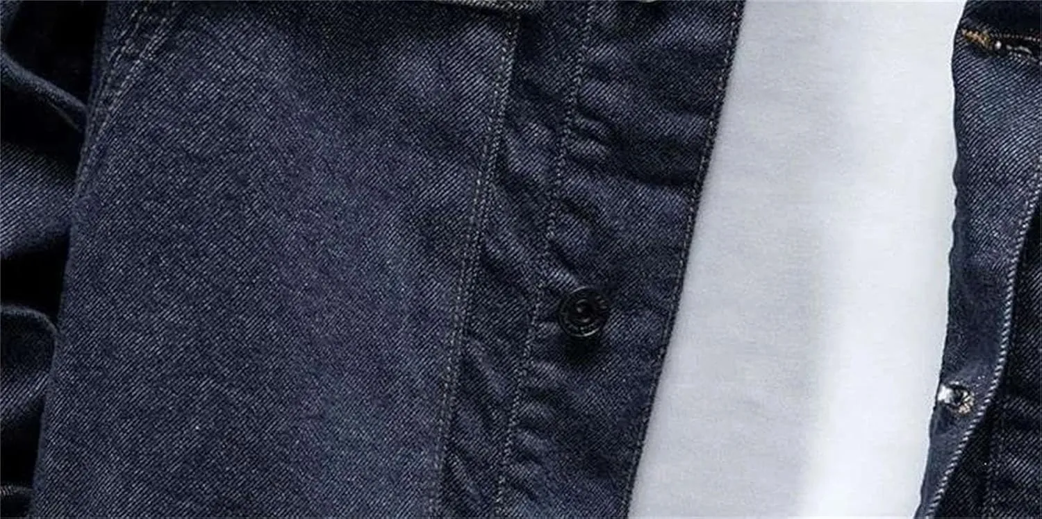 Men's Denim Jacket Slim Fit Trucker Classic Casual Denim Coat Cowboy Cut Western Unlined Denim Jacket