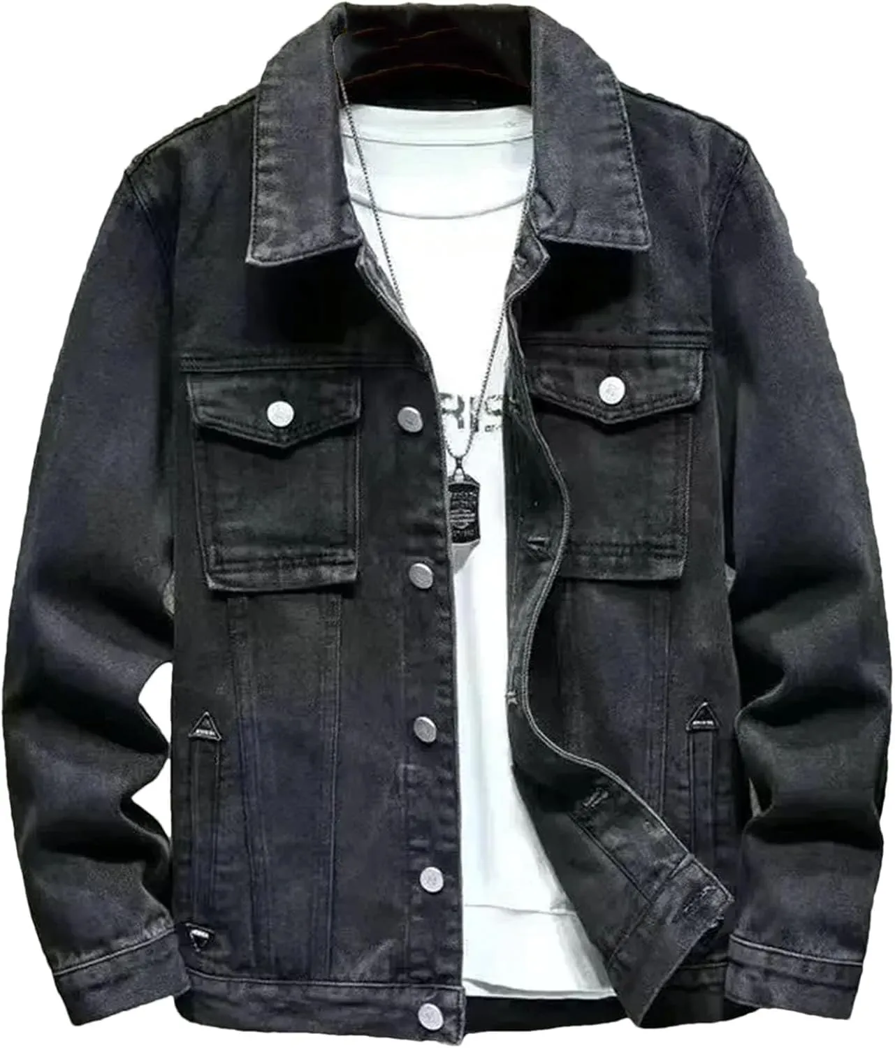 Men's Denim Jacket Slim Fit Trucker Classic Casual Denim Coat Cowboy Cut Western Unlined Denim Jacket