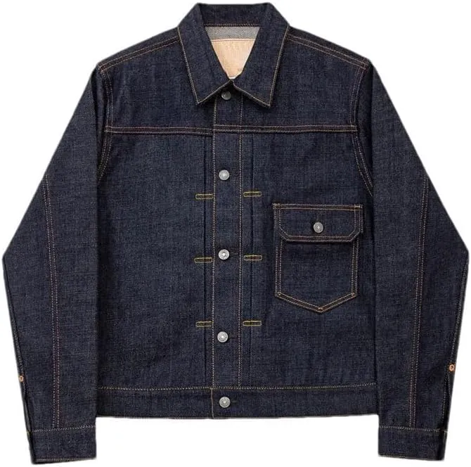Mens Denim Trucker Jackets Single Breasted Solid Long Sleeve Casual Denim Outerwear