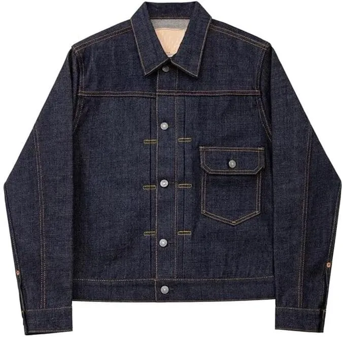 Mens Denim Trucker Jackets Single Breasted Solid Long Sleeve Casual Denim Outerwear