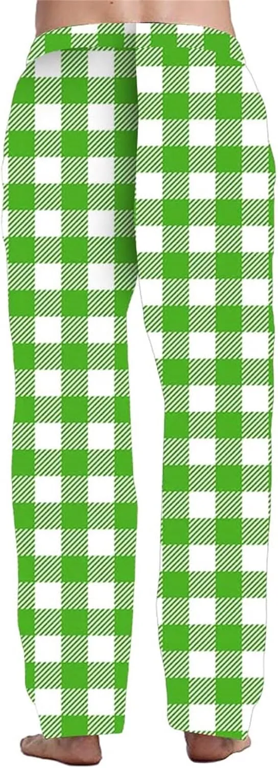 Men's Fleece Jogger Pant Men's Spring Summer Autumn and Winter Classic Fashion Leggings Plaid Wash Cotton Workout