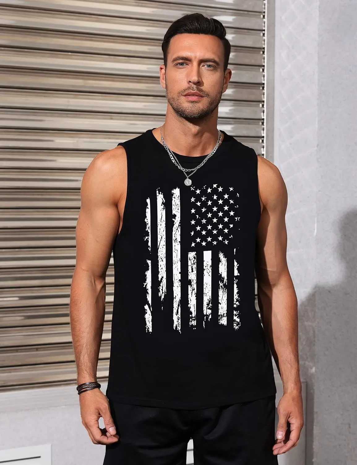 Mens Graphic Tank Tops Sleeveless Muscle Shirts Beach Hawaiian Coconut Tree Patriotic Tank Tops