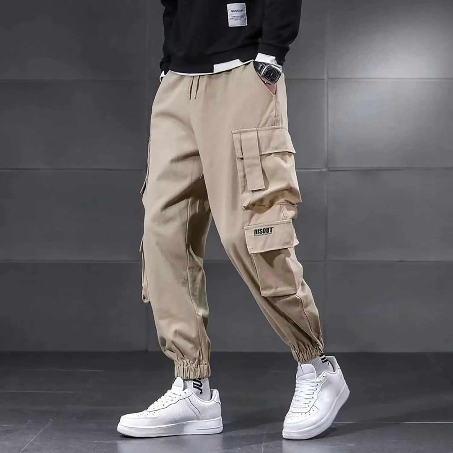 Men's Harem Pants Fashion Stretch Cargo Pants Multi-Pocket Outdoor Sports Workout Athletic Hiking Pants Hiking Pants