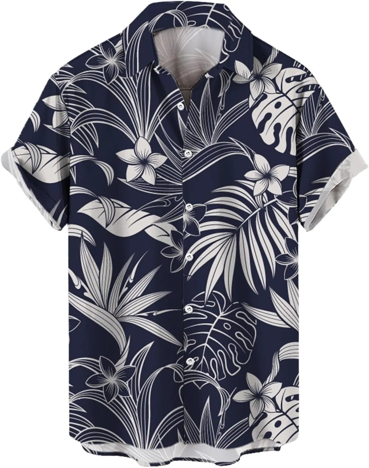 Men's Hawaiian Shirts Stylish Summer Button Down Short Sleeve Beach Aloha Shirt Tropical Quick Dry Hippie Tee Top